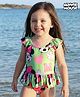 Babyhug Disney  Flutter Sleeves Frock Swimsuit with Minnie Mouse  Print - Multicolour
