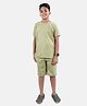Kiddopanti Half Sleeves Space Theme Printed Cotton Tee & Shorts -  Light Green