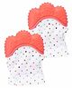 Fantasy India Silicone Teether Mitten Glove Polka Dot Print - Orange pack of 2