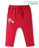 Babyoye Cotton Knit Full Length Trouser with Text Print - Red