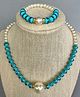 Tiny Closet Beads Embellished  Necklace Set - Blue