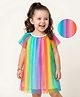 Kookie Kids Half Sleeves Rainbow Color Frock - Multicolor