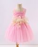 Kookie Kids Sleeveless Party Frock with Floral Applique - Pink