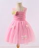 Kookie Kids Sleeveless Party Frock with Bow & Floral Applique - Pink