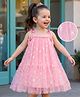 Kookie Kids Sleeveless Party Frock with Snow Flake Glitter Detailing - Pink