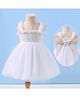 Kookie Kids Sleeveless Smoked Frock with Frill & Butterfly Wings  - White