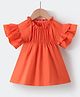 Kookie Kids Cotton Flutter Half Sleeves Fit & Flare Top - Orange