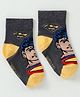 Bonjour Non Terry Ankle Length Socks Superman Print - Dark Grey