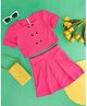 Pantaloons Junior Cotton Half Sleeves Solid Top With Coordinating Skirt Set - Fuchsia Pink