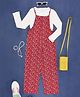 Pantaloons Junior Floral Printed Jumpsuit With Full Sleeves Solid Tee - Brown