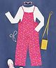Pantaloons Junior Floral Printed Jumpsuit With Full Sleeves Solid Tee - Pink