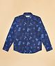 Pantaloons Junior Full Sleeves Alphabets Printed Denim Shirt - Navy Blue