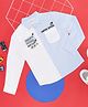 Pantaloons Junior Full Sleeves Colour  Blocked Text Printed Shirt - White & Blue