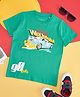 Pantaloons Junior Cotton Half Sleeves Race Car Printed Tee - Dark Green