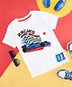 Pantaloons Junior Cotton Half Sleeves Race Car Printed Tee - White