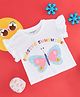 Pantaloons Junior Cotton Frill Sleeves Typography & Butterfly Sequin Embellished Tee - Off White