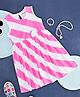Pantaloons Junior Cotton Sleeveless Bow Applique Detailed & Striped Dress - Pink