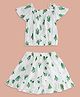 Pantaloons Junior Cotton Cold Shoulder Sleeves Cactus Printed Top With Coordinating Skirt Set - White