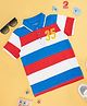 Pantaloons Junior Cotton Half Sleeves Number Printed Striped Polo Tee - Red & White