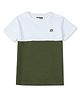 GINI & JONY Half Sleeves Colour Block Tee - Olive