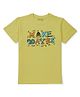 PALM TREE Half Sleeves Make Waves Text Printed Tee - Yellow