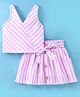 Twetoons Sleeveless Striped Top & Skirt Set - Pink