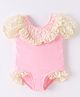 Kookie Kids Puffed Sleeves V Cut Swimsuit - Pink