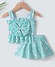 Kookie Kids Sleeveless Two Piece Swimsuit with Bow Applique Floral Print - Green
