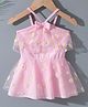 Kookie Kids Sleeveless Frock Swimsuit with Bow Applique Floral Print - Pink
