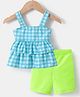 Kookie Kids Sleeveless Solid & Checked Two Piece Swimsuit - Mint