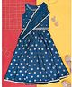 Akkriti by Pantaloons Sleeveless Floral Foil Printed Viscose Lehenga Choli With Attached Dupatta - Medium Blue