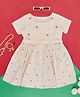 Akkriti by Pantaloons Half Sleeves Floral Embroidered Fit & Flare Cotton Dress - Off White