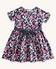 Akkriti by Pantaloons Half Sleeves Floral  Printed Fit & Flare Cotton Dress - Navy  Blue