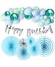 Surprise Decor Blue Theme Birthday Decoration - 33 Pcs Combo with Paper Fan for Decoration | Blue Balloons for Birthday Decoration | Birthday Decoration Items for Boys | Blue Theme Birthday Decorations