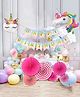 Surprise Decor Unicorn Theme Birthday Decorations - Set of 91 Pcs Unicorn Decoration for Birthday Girls | Unicorn Head Balloons | Gold Confetti Balloons for Birthday Decoration | Paper Fan Decoration Set