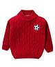 Babyhug Knit Full Sleeves Turtle Neck Sweater With Cable Knit Design - Red