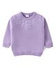 Babyhug Knit Full Sleeves Pullovers Sweater With Floral Design - Lavender