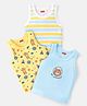 Babyhug 100 % Cotton Knit Sleeveless Sando with Striped & Teddy  Print Pack Of 3 - Yellow & Blue