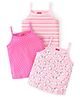 Babyhug 100% Cotton Knit Sleeveless Slips With Floral & Kitty Print Pack Of 3 - Pink
