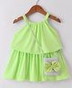 Little Kangaroos Sleeveless Party Top  with Sling Bag Bow Applique - Green