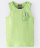 Little Kangaroos Cotton Knit  Sleeveless Tank T-Shirt  Bunny Applique -  Green