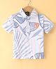Little Kangaroos Cotton Knit  Half Sleeves Polo T-Shirt  Leaf Print - White
