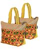 Kuber Industries Polyester Elephant Print Hand Bag For Women Girls With Handle Pack of 2,Yellow, 54KM4036