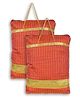 Kuber Industries Polyester Strips Print Hand Bag Grocery Bag For Women Girls With Handle Pack of 2,Red, 54KM4040