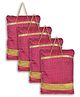 Kuber Industries Polyester Strips Print Hand Bag Grocery Bag For Women Girls With Handle Pack of 4,Light Pink, 54KM4046