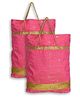 Kuber Industries Polyester Dot Print Hand Bag Grocery Bag For Women Girls With Handle Pack of 2,Pink, 54KM4055