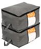 Kuber Industries Non-Woven Lining Print Blanket CoverClothes Organizer With Transparent Window, Zipper Closure & Handle, Set of 2,Gray, Extra Large,
