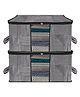 Kuber Industries Underbed Storage BagNon-Woven Lining Print Blanket CoverRazai CoverDuvet Cover Transparent Window & HandleLargePack of 2,Gray,