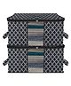 Kuber Industries Underbed Storage BagNon-Woven Check Print Blanket CoverRazai CoverDuvet Cover Transparent Window & HandleLargePack of 2,Black,