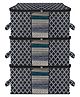 Kuber Industries Underbed Storage BagNon-Woven Check Print Blanket CoverRazai CoverDuvet Cover Transparent Window & HandleLargePack of 3,Black,